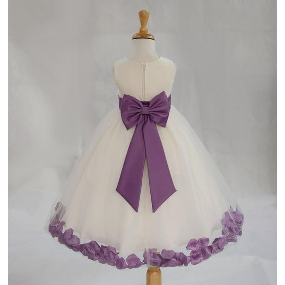 Ekidsbridal Satin Ivory Wisteria Tulle Rose Petal Flower Girl Dress Christmas Party Bridesmaid Holiday Wedding Pageant Birthday 302T M