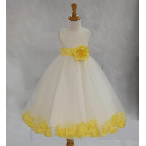 Ekidsbridal Satin Rose Petals Tulle Ivory Flower Girl Dress Junior Bridesmaid Gown Ballroom Pageant 302T 12