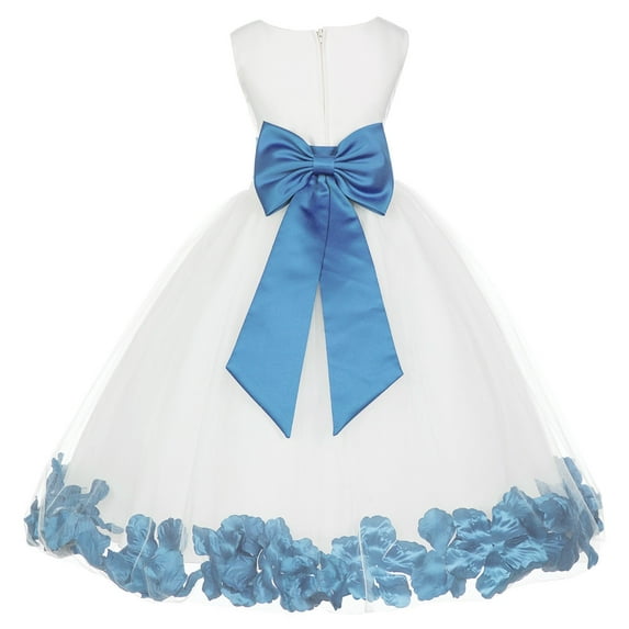 Ekidsbridal Satin Rose Petals Tulle Ivory Flower Girl Dress Junior Bridesmaid Gown Ballroom Pageant 302T 12