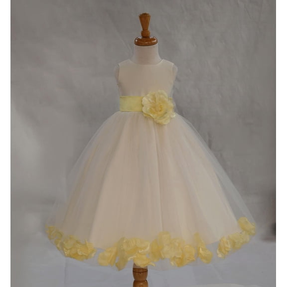 Ekidsbridal Satin Rose Petals Tulle Ivory Flower Girl Dress Junior Bridesmaid Gown Ballroom Pageant 302T 14