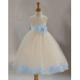 thumbnail image 1 of Ekidsbridal Satin Rose Petals Tulle Ivory Flower Girl Dress Junior Bridesmaid Gown Ballroom Pageant 302T 16, 1 of 3