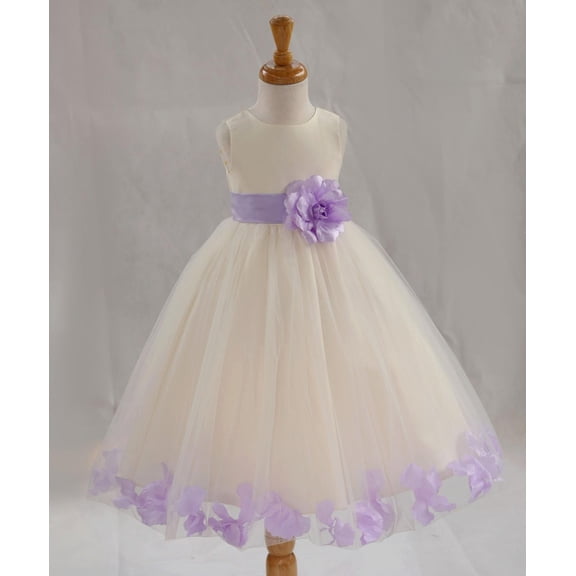 Ekidsbridal Satin Rose Petals Tulle Ivory Flower Girl Dress Junior Bridesmaid Gown Ballroom Pageant 302T 16