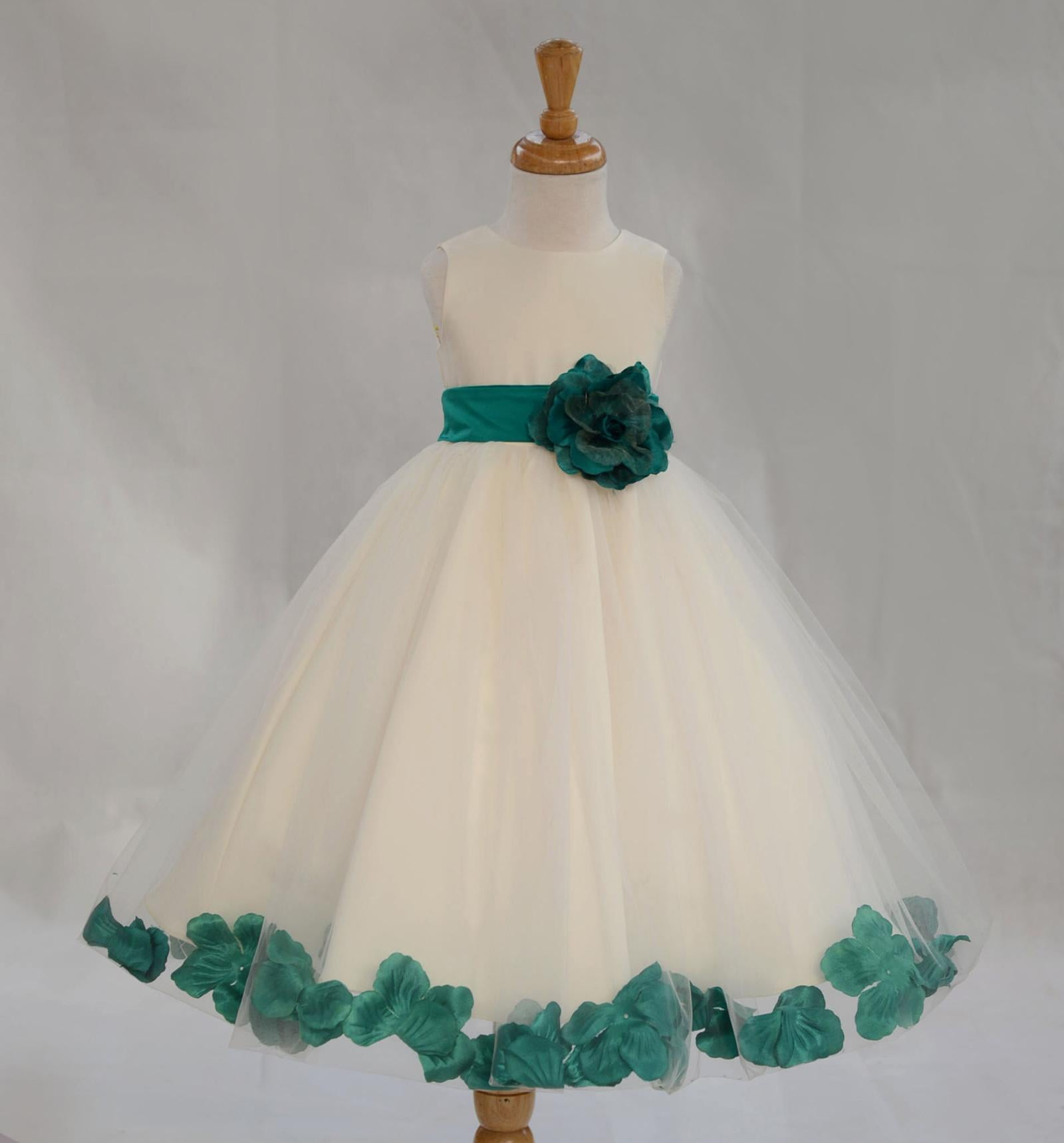 Ekidsbridal Satin Rose Petals Tulle Ivory Flower Girl Dress Junior  Bridesmaid Gown Ballroom Pageant 302T 2 - Walmart.com