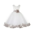 thumbnail image 1 of Ekidsbridal Satin Rose Petals Tulle Ivory Flower Girl Dress Junior Bridesmaid Gown Ballroom Pageant 302T 4, 1 of 3