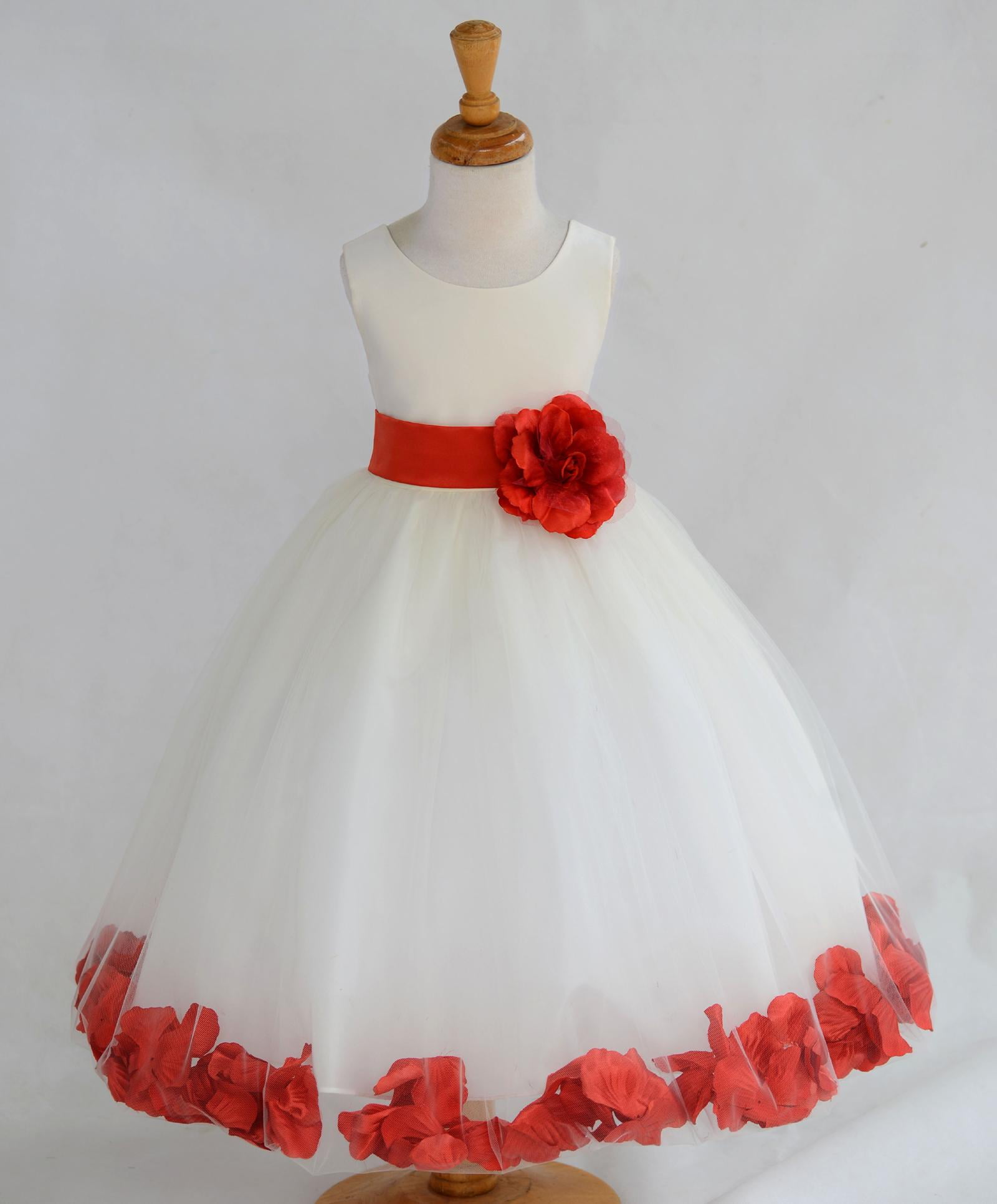 Little Girls Ivory Rhinestone Tulle Satin Pleated Flower Girl Dress 2-6 main image 1