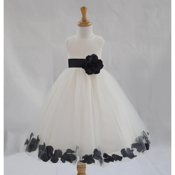 Ekidsbridal Satin Rose Petals Tulle Ivory Flower Girl Dress Junior Bridesmaid Gown Ballroom Pageant 302T 6