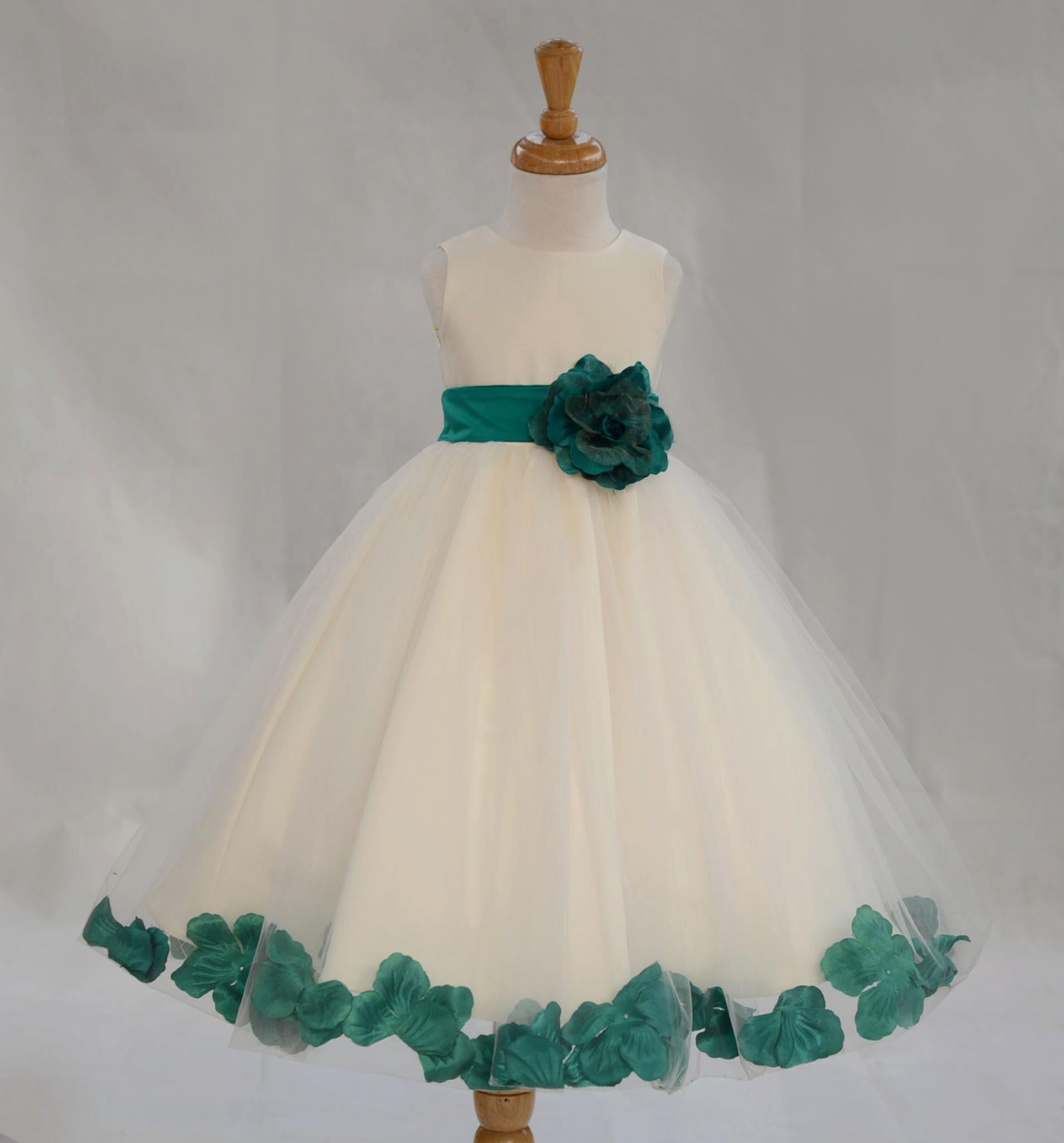 Ekidsbridal Satin Rose Petals Tulle Ivory Flower Girl Dress Junior Bridesmaid  Gown Ballroom Pageant 302T 6 - Walmart.com