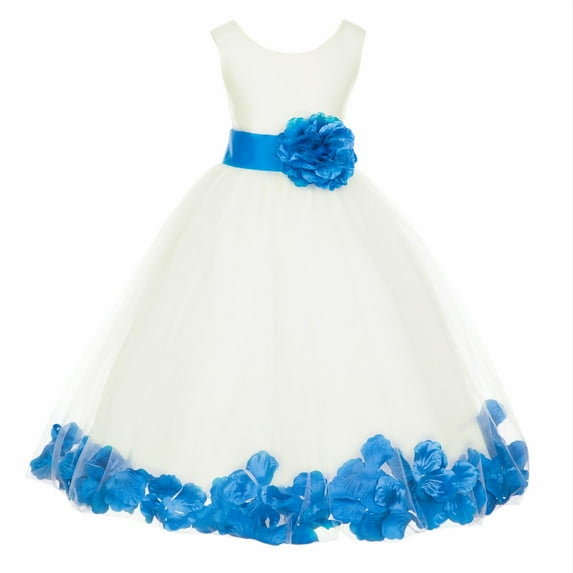 Ekidsbridal Satin Rose Petals Tulle Ivory Flower Girl Dress Junior Bridesmaid Gown Ballroom Pageant 302T 8