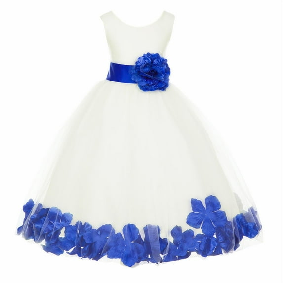 Ekidsbridal Satin Rose Petals Tulle Ivory Flower Girl Dress Junior Bridesmaid Gown Ballroom Pageant 302T S