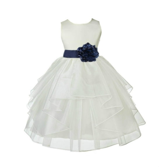 Ekidsbridal Satin Shimmering Organza Ivory Flower Girl Dress Bridesmaid Wedding Pageant Communion Ceremony Birthday Baptism 4613S 10