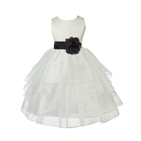 Ekidsbridal Satin Shimmering Organza Ivory Flower Girl Dress Bridesmaid Wedding Pageant Communion Ceremony Birthday Baptism 4613S 12