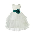 thumbnail image 1 of Ekidsbridal Satin Shimmering Organza Ivory Flower Girl Dress Formal Evening Gown Ballroom Dance Recital Church Christening 4613T 2, 1 of 2