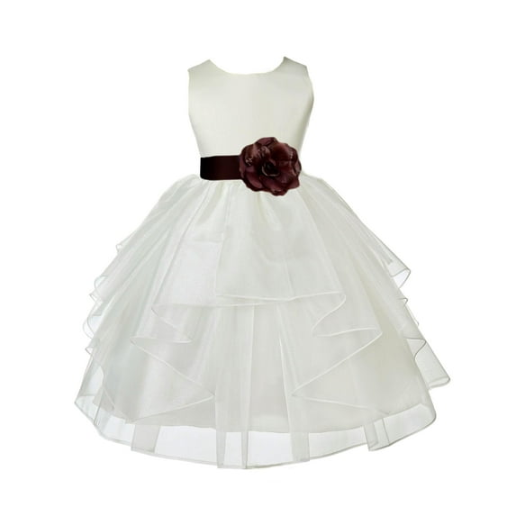Ekidsbridal Satin Shimmering Organza Ivory Flower Girl Dress Bridesmaid Wedding Pageant Communion Ceremony Birthday Baptism 4613S 6