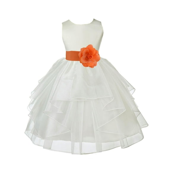 Ekidsbridal Satin Shimmering Organza Ivory Flower Girl Dress Bridesmaid Wedding Pageant Communion Ceremony Birthday Baptism 4613S 8