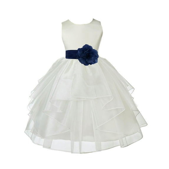 Ekidsbridal Satin Shimmering Organza Ivory Flower Girl Dress Bridesmaid Wedding Pageant Communion Ceremony Birthday Baptism 4613S 8