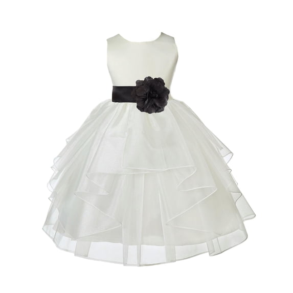 Ekidsbridal Satin Shimmering Organza Ivory Flower Girl Dress Formal Evening Gown Ballroom Dance Recital Church Christening 4613T 2