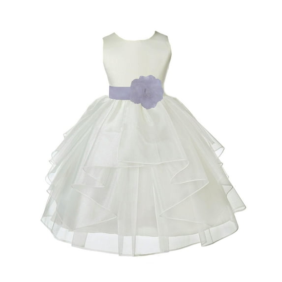 Ekidsbridal Satin Shimmering Organza Ivory Flower Girl Dress Formal Evening Gown Ballroom Dance Recital Church Christening 4613T 4