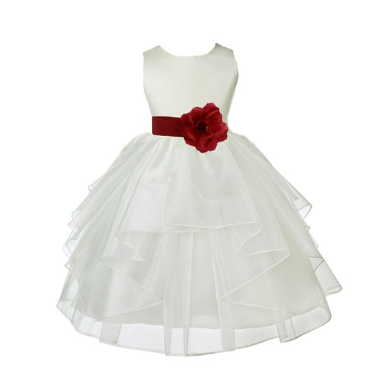 Ekidsbridal Satin Shimmering Organza Ivory Flower Girl Dress Bridesmaid Wedding Pageant Communion Ceremony Birthday Baptism 4613S 8
