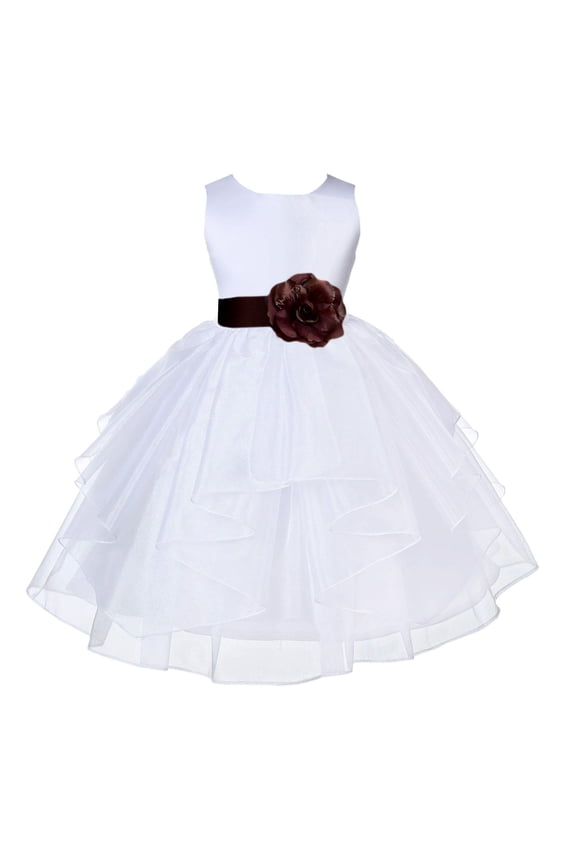 Satin Shimmering Organza White Flower Girl Dress Communion Baptism Gown Birthday Formal Evening Father Daughter Dance 4613T 10
