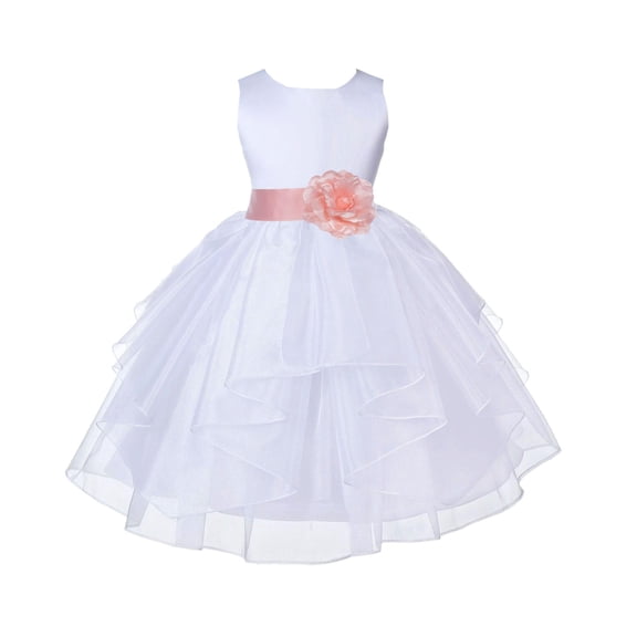 Ekidsbridal Satin Shimmering Organza White Flower Girl Dress Communion Baptism Gown Birthday Formal Evening Father Daughter Dance 4613T 10