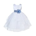 thumbnail image 1 of Ekidsbridal Satin Shimmering Organza White Flower Girl Dress Communion Baptism Gown Birthday Formal Evening Father Daughter Dance 4613T 12, 1 of 2