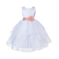 thumbnail image 1 of Ekidsbridal Satin Shimmering Organza White Flower Girl Dress Communion Baptism Gown Birthday Formal Evening Father Daughter Dance 4613T 2, 1 of 3
