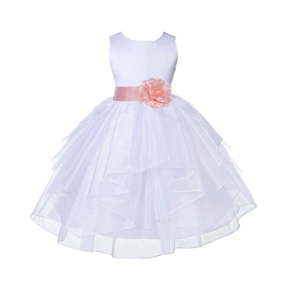 Ekidsbridal Satin Shimmering Organza White Flower Girl Dress Communion Baptism Gown Birthday Formal Evening Father Daughter Dance 4613T 2
