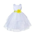 thumbnail image 1 of Ekidsbridal Satin Shimmering Organza White Flower Girl Dress Communion Baptism Gown Birthday Formal Evening Father Daughter Dance 4613T M, 1 of 3