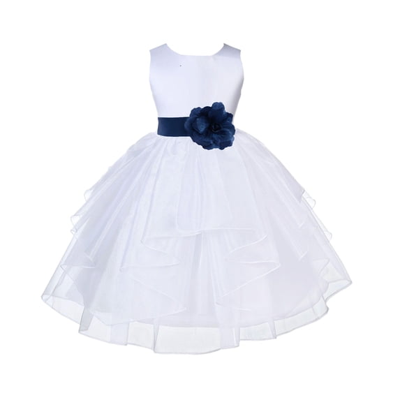 Ekidsbridal White Peacock Shimmering Organza Flower Girl Dress Junior Bridesmaid Wedding Pageant Communion Baptism Gown 4613T M