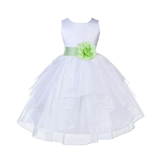 Ekidsbridal Satin Shimmering Organza White Flower Girl Dress Junior Pageant Wedding Bridesmaid Pretty Princess Christening Gown 4613S 10