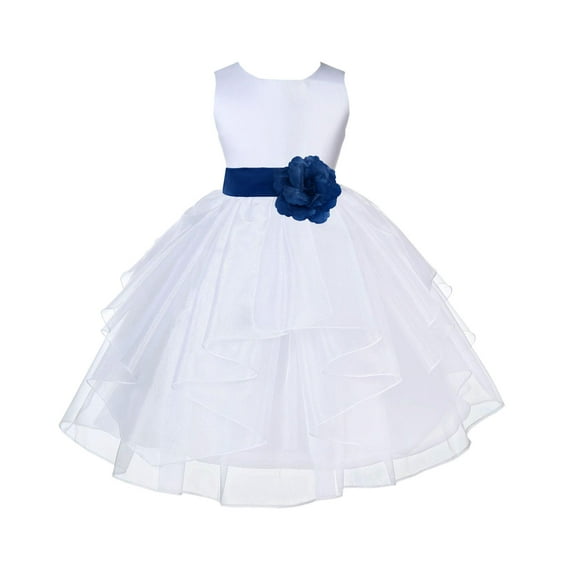 Ekidsbridal Satin Shimmering Organza White Flower Girl Dress Junior Pageant Wedding Bridesmaid Pretty Princess Christening Gown 4613S 2