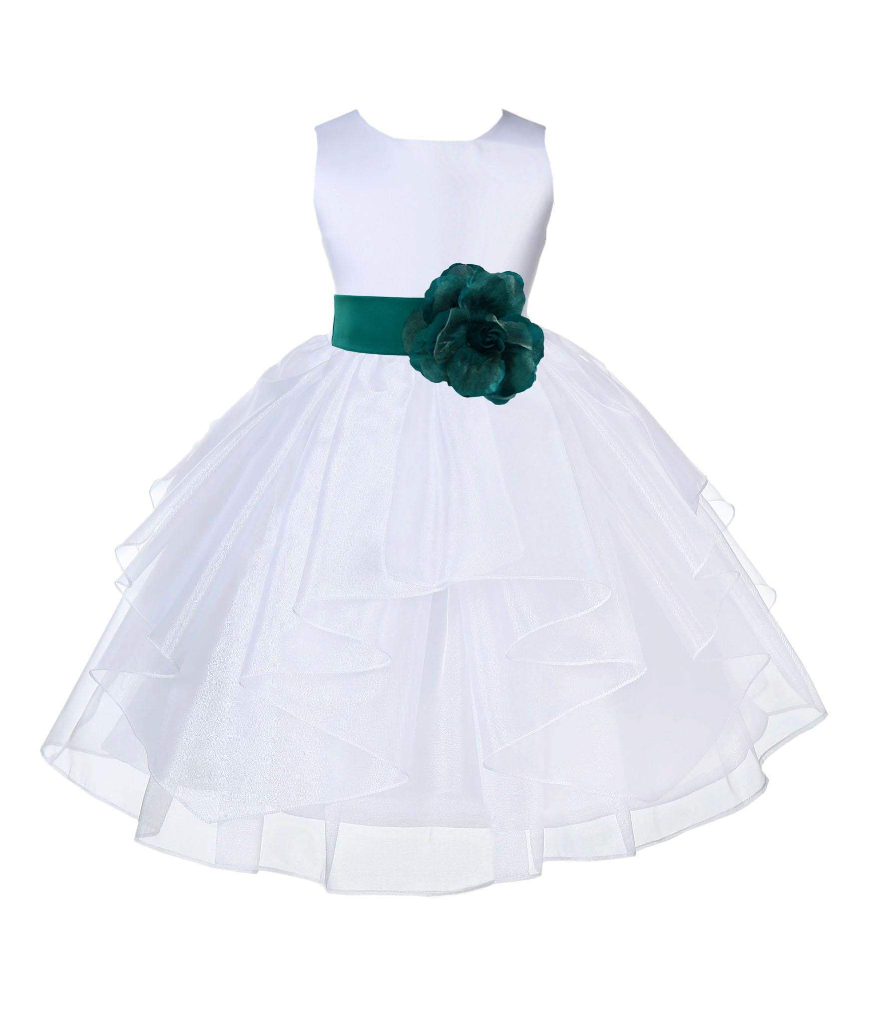 Ekidsbridal Satin Shimmering Organza White Flower Girl Dress Junior Pageant Wedding Bridesmaid Pretty Princess Christening Gown 4613s 12