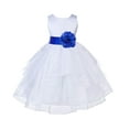 thumbnail image 1 of Ekidsbridal Satin Shimmering Organza White Flower Girl Dress Junior Pageant Wedding Bridesmaid Pretty Princess Christening Gown 4613S 6, 1 of 3