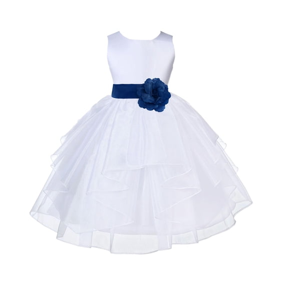 Ekidsbridal Satin Shimmering Organza White Flower Girl Dress Junior Pageant Wedding Bridesmaid Pretty Princess Christening Gown 4613S 6