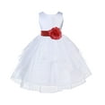 thumbnail image 1 of Ekidsbridal Satin Shimmering Organza White Flower Girl Dress Junior Pageant Wedding Bridesmaid Pretty Princess Christening Gown 4613S 8, 1 of 2