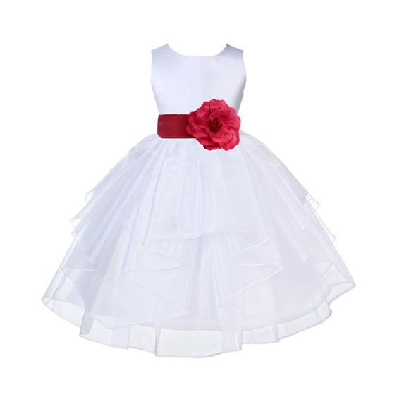 Ekidsbridal Satin Shimmering Organza White Flower Girl Dress Junior Pageant Wedding Bridesmaid Pretty Princess Christening Gown 4613S 8