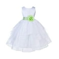thumbnail image 1 of Ekidsbridal Satin Shimmering Organza White Flower Girl Dress Junior Pageant Wedding Bridesmaid Pretty Princess Christening Gown 4613S 12, 1 of 3