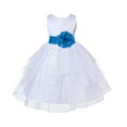 thumbnail image 1 of Ekidsbridal Satin Shimmering Organza White Flower Girl Dress Junior Pageant Wedding Bridesmaid Pretty Princess Christening Gown 4613S M, 1 of 3