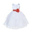 thumbnail image 1 of Ekidsbridal Satin Shimmering Organza White Flower Girl Dress Junior Pageant Wedding Bridesmaid Pretty Princess Christening Gown 4613S S, 1 of 3