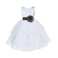thumbnail image 1 of Ekidsbridal Satin Shimmering Organza White Flower Girl Dress Junior Pageant Wedding Bridesmaid Pretty Princess Christening Gown 4613S S, 1 of 2