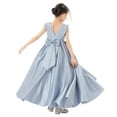 thumbnail image 1 of Ekidsbridal Satin V-Back Flower Girl Dresses with Rhinestone Christening Gown for Church Formal Evening Party 326 4, 1 of 6