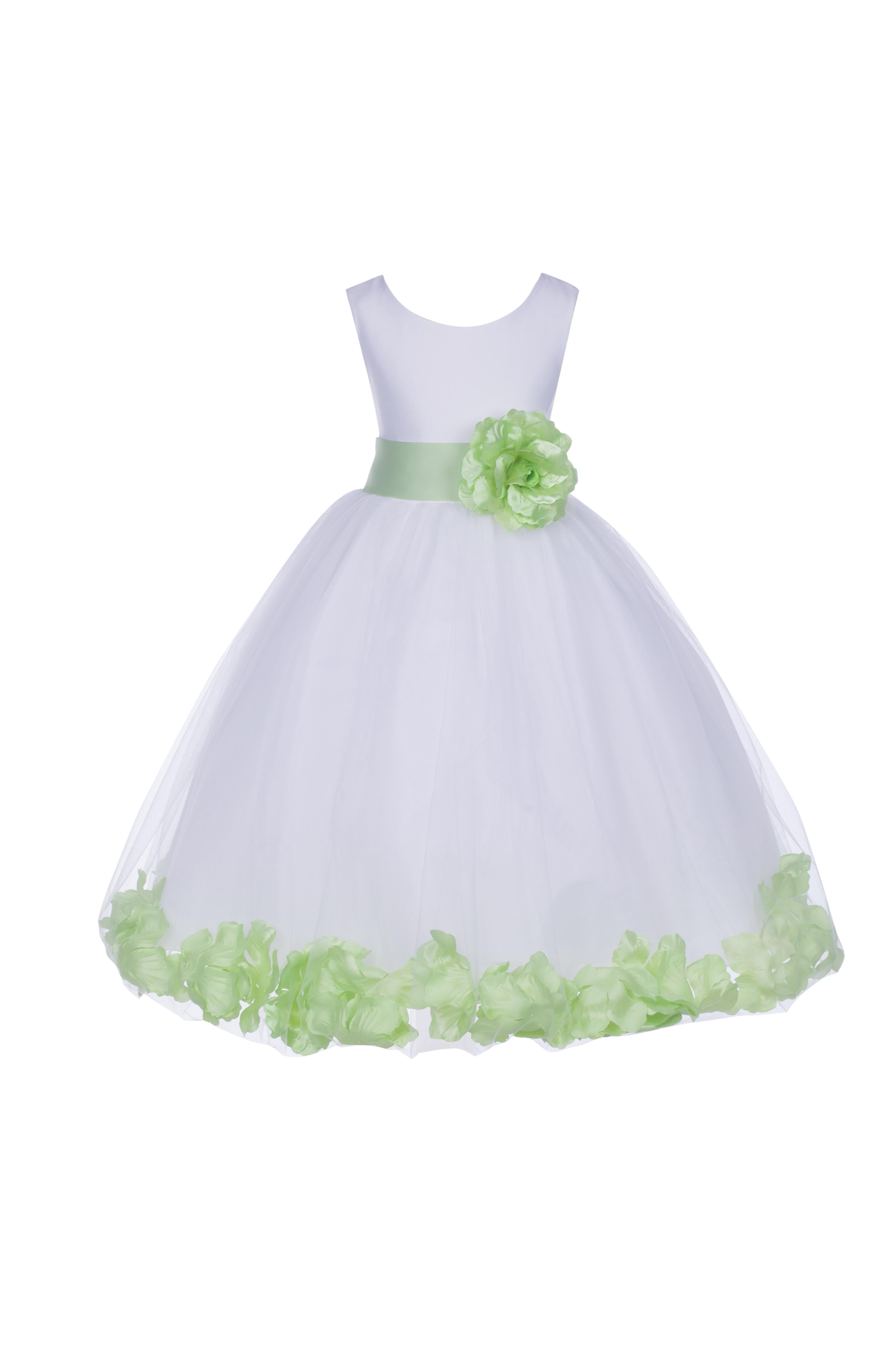 Ekidsbridal Satin White Apple Green Tulle Petal Flower Girl Dress for Beauty Pageant Toddlers Dancing Fashion Gowns 302s S, Toddler Girl's, Size: 6-9