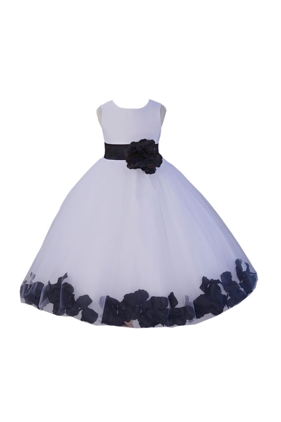 Satin White Black Tulle Petal Flower Girl Dress for Beauty Pageant Toddlers Dancing Fashion Gowns 302S 6