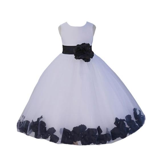 Ekidsbridal Satin White Black Tulle Petal Flower Girl Dress for Beauty Pageant Toddlers Dancing Fashion Gowns 302S 6