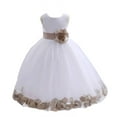 thumbnail image 1 of Ekidsbridal Satin White Champagne Tulle Petal Flower Girl Dress for Beauty Pageant Toddlers Dancing Fashion Gowns 302S 14, 1 of 2