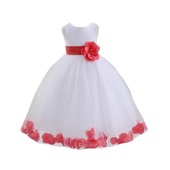 Ekidsbridal Satin White Guava Tulle Petal Flower Girl Dress for Beauty Pageant Toddlers Dancing Fashion Gowns 302S S