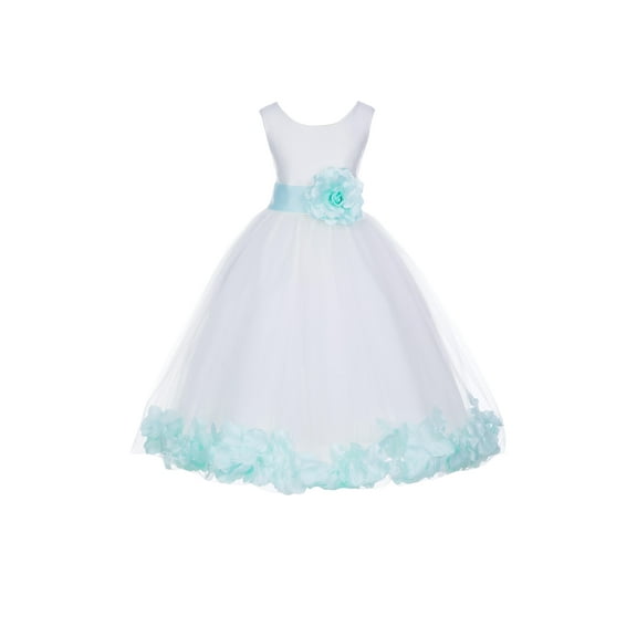 Ekidsbridal Satin White Mint Tulle Petal Flower Girl Dress for Beauty Pageant Toddlers Dancing Fashion Gowns 302S 6