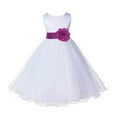 thumbnail image 1 of Ekidsbridal Satin White Raspberry Tulle Rattail Flower Girl Dress Junior Bridesmaid Dance Recital Wedding Beauty Pageant Princess 829S 2, 1 of 3