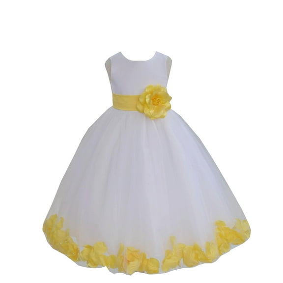 Ekidsbridal Satin White Sunbeam Tulle Petal Flower Girl Dress for Beauty Pageant Toddlers Dancing Fashion Gowns 302S M