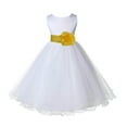 thumbnail image 1 of Ekidsbridal Satin White Sunbeam Tulle Rattail Flower Girl Dress Junior Bridesmaid Dance Recital Wedding Beauty Pageant Princess 829S 8, 1 of 2